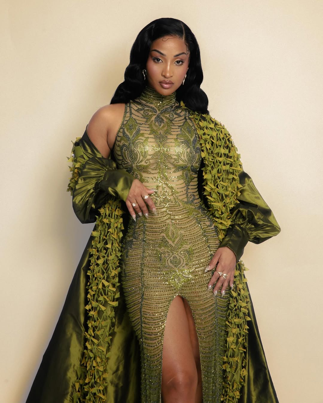 Shenseea Stuns in an Olive Green Gown at the 2025 Grammy Awards